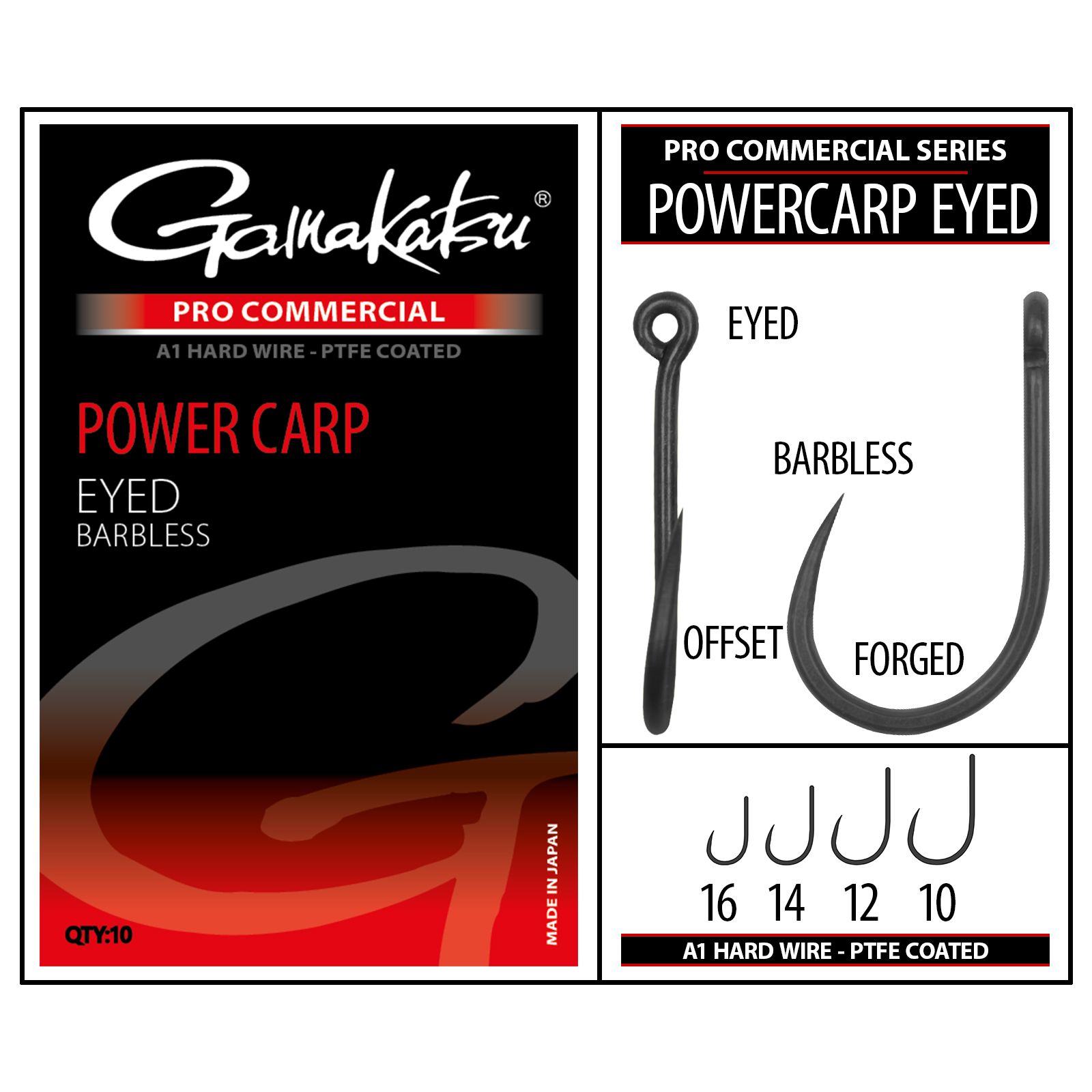 Gamakatsu Pro-C Power Carp Eyed Barbless # 12