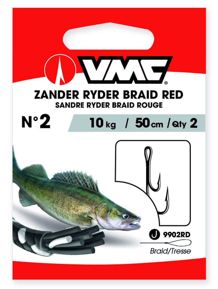 VMC Zander Ryder geflochten Rot 70 cm # 1/0 / 10 kg
