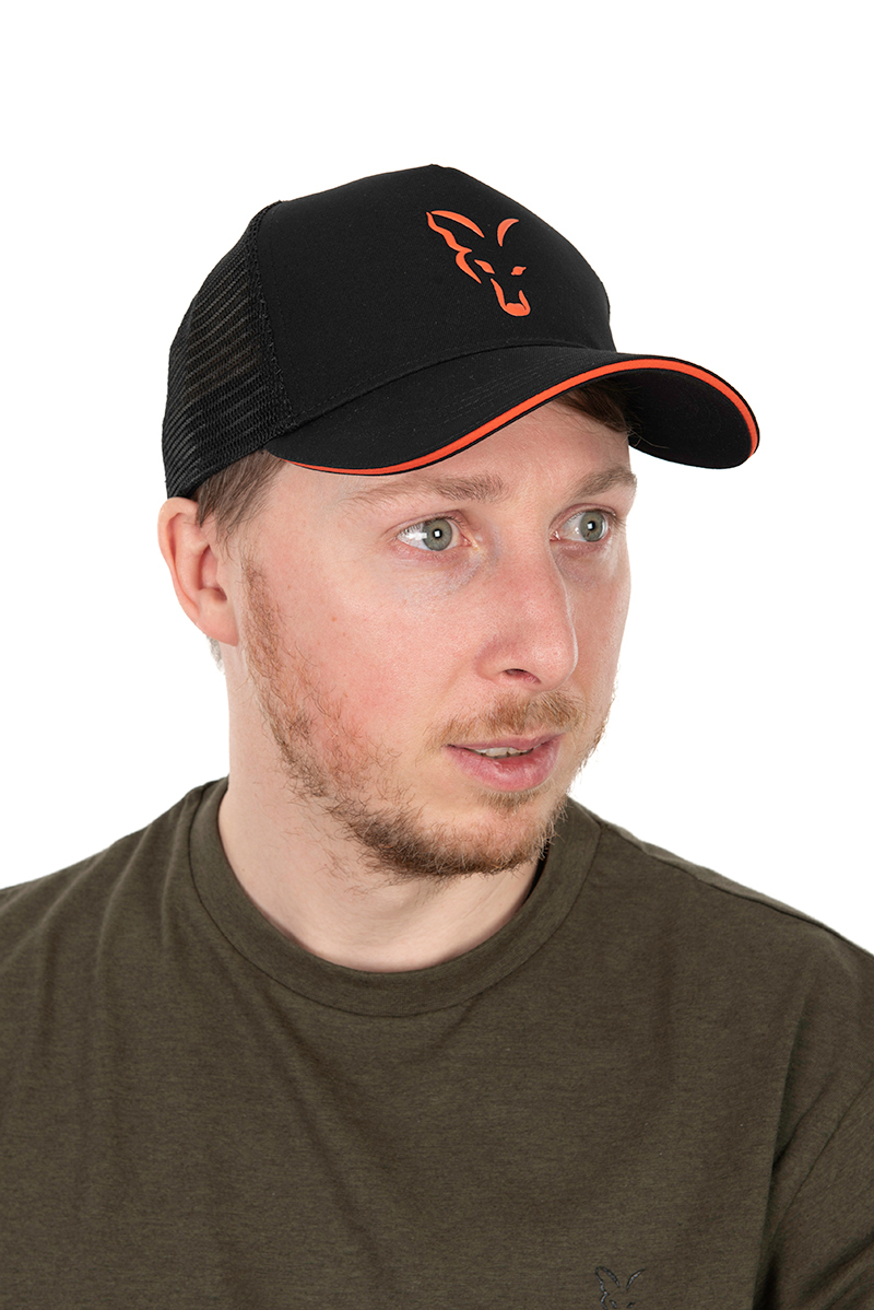 FOX COLLECTION TRUCKER CAP BLACK & ORANGE FOX COLLECTION TRUCKER CAP BLACK & ORANGE