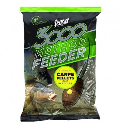 Sensas 3000 Method Feeder; Fishmeal Carpe Pellets; Fine Particule; 1 Kg