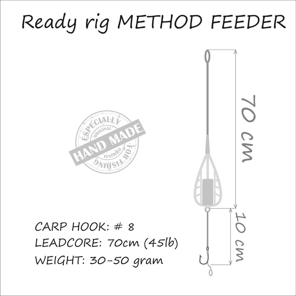 Life Orange Carp Rig Method Feeder (Leadcore); Hook Gr. 8; 40 gr.