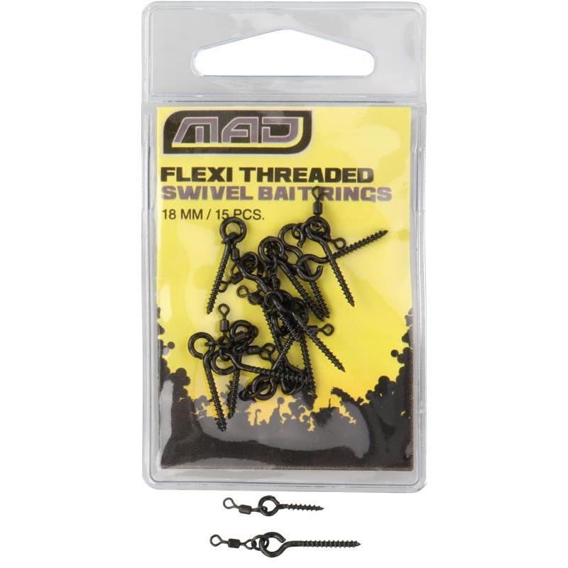 MAD Flexi Threaded Swivel Bait Ring; 18 mm; 15 Stück