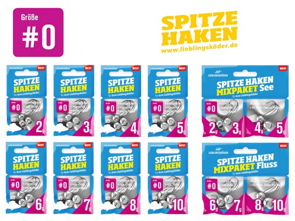 Lieblingsköder Spitze Haken; Größe #0; 7 Gramm
