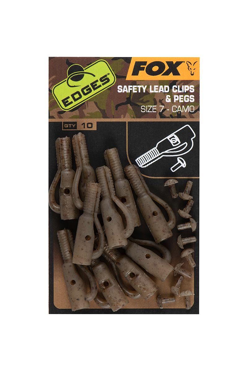 Fox EDGES™ Camo Safety Lead Clip & Pegs (Size 7) Qty. 10