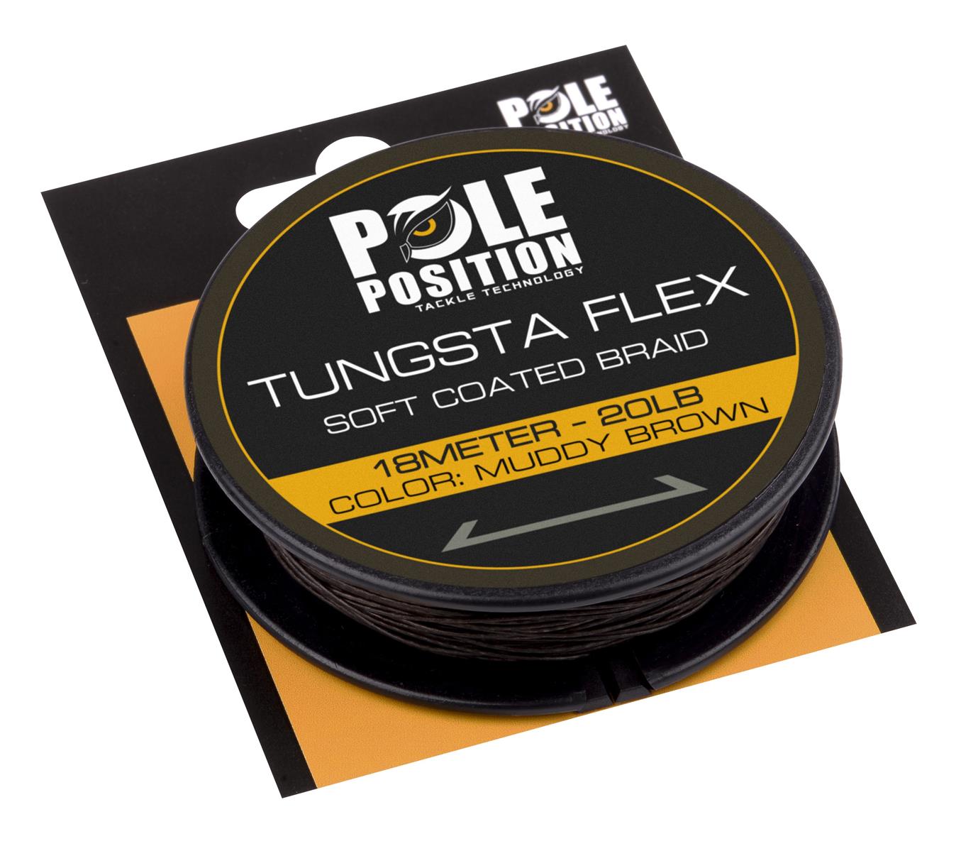 Pole Position Tungsta Flex Soft Coated Braid; Muddy Brown; 18 m; 20 Lb
