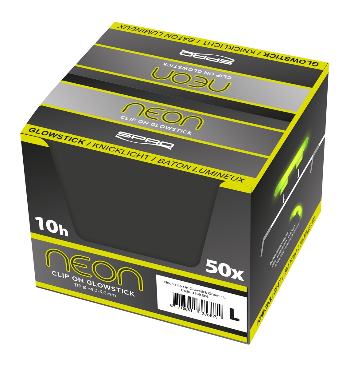 Spro Neon Clip On Glowstick; Green; Large; Qty. 50