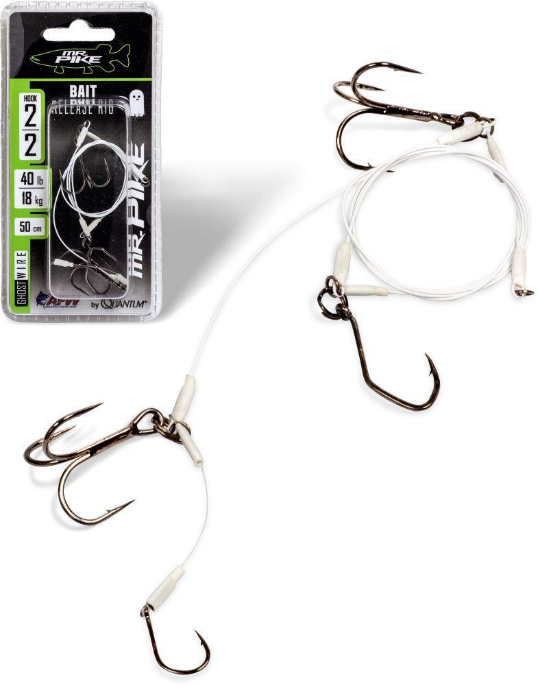 Quantum Mr. Pike Ghost Traces Bait Release Rig; Gr. 4 & 4; 50 cm; 18 Kg.