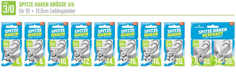 Lieblingsköder Spitze Haken; Größe 3/0; 24 Gramm