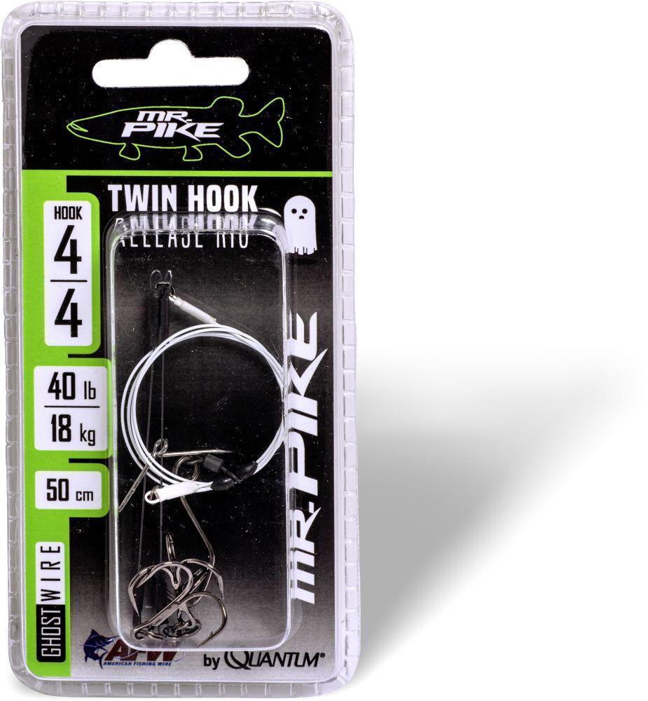 Quantum Mr. Pike Ghost Traces Twin Hook Release Rig; Gr. 4 & 4; 50 cm; 18 Kg. Quantum Mr. Pike Ghost Traces Twin Hook Release Rig; Gr. 4 & 4; 50 cm; 18 Kg.