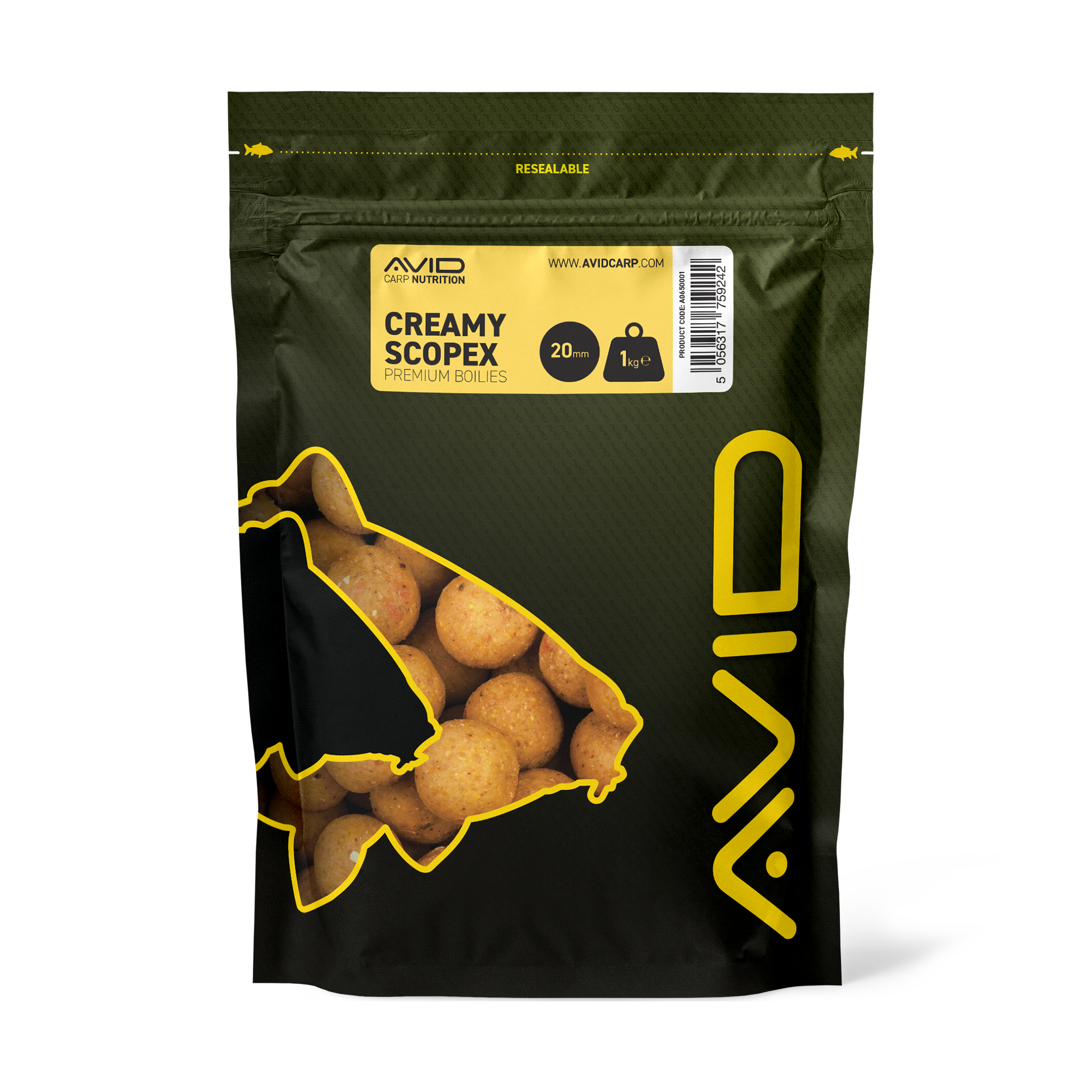 Avid Carp Premium Boilies # 20 mm Creamy Scopex