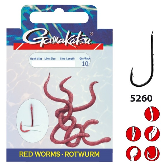 Gamakatsu Rotwurm LS-5260 Rot 45 cm # 8 / 0,20 mm