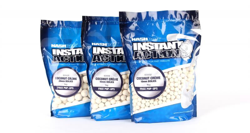 NashBait Instant Action Coconut Creme Boilies; 15 mm; 1 kg