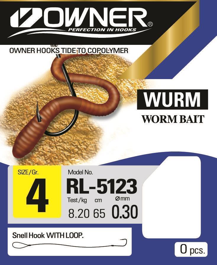 Owner Wurm Haken RL-5123 Brüniert; Gr. 2; 6 Stück