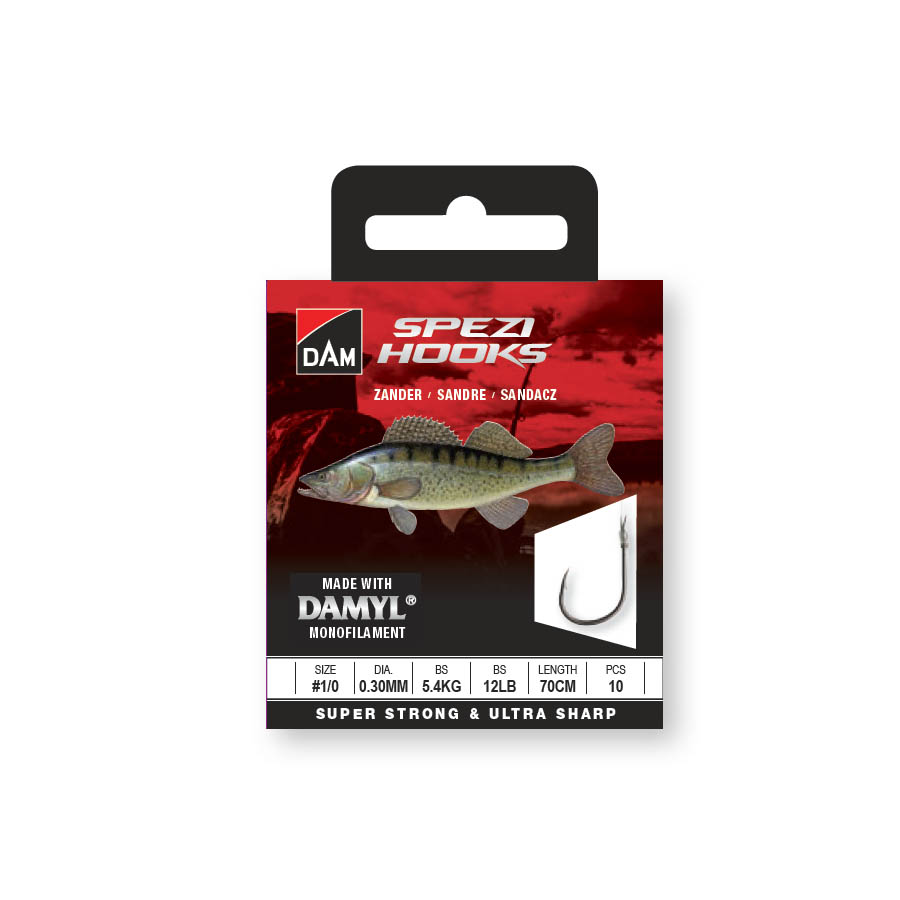 DAM SPEZI Zander SPEZI ZANDER 2 0.25MM 4.0KG 8.5LBS 70CM 10PCS