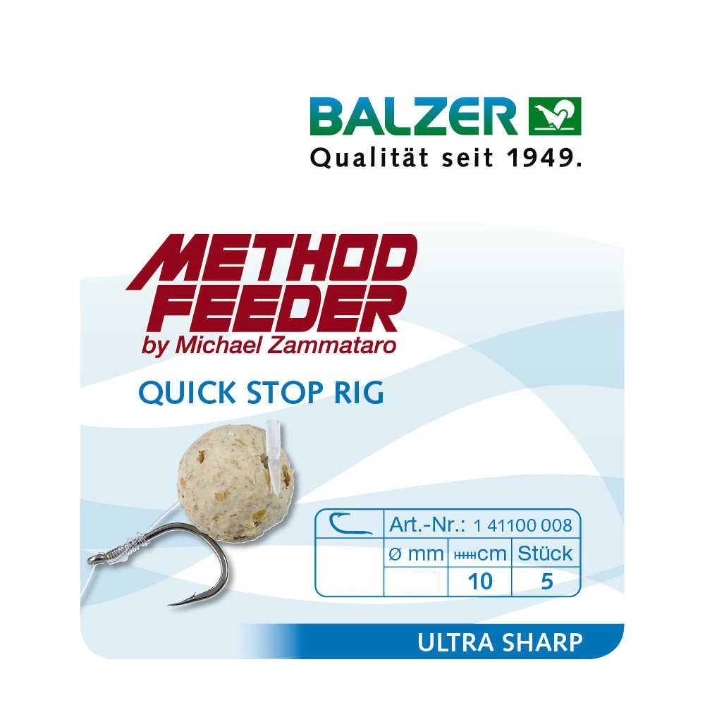 Balzer Method Feeder Quick Stop Rig; Sz. 12;  0,20 mm; Qty. 5