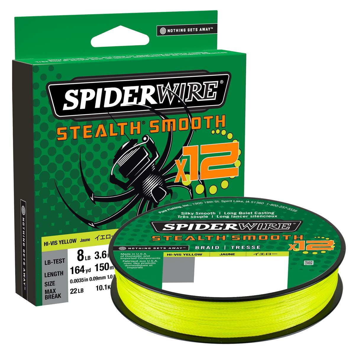 SpiderWire Stealth® Smooth 12 Braid; Hi-Vis Yellow; 0,11 mm; 10,3 Kg.; 150 m