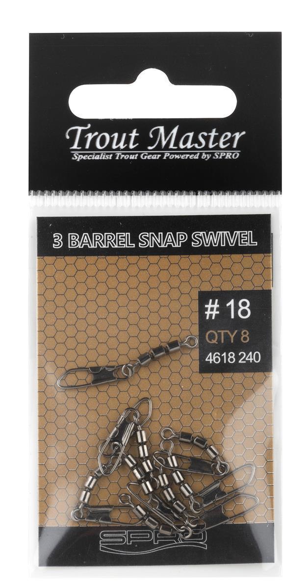 Spro Trout Master 3-Jointed Rolling Swivel + Snap; Sz. 14; Qty. 8
