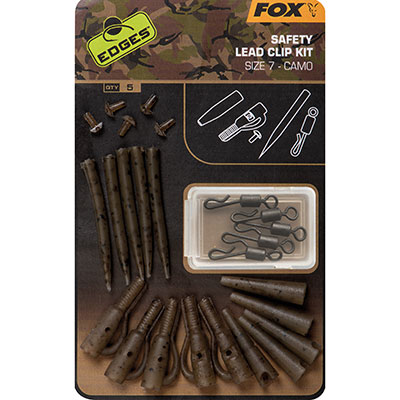 Fox Edges Camo Safety Lead Clip Kit; Size 7; Qty. 5