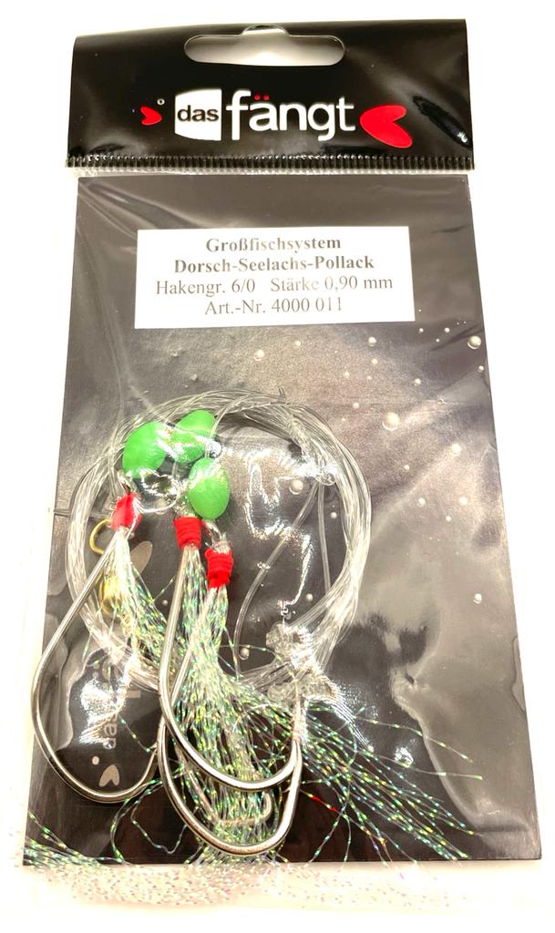 Das fängt Großfischsystem Silber / Weiß; Dorsch-Seelachs-Paternoster; 6/0; 0,90mm