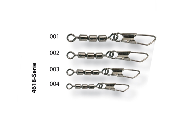 Spro Troutmaster 3-Jointed Rolling Wirbel mit Karabiner; Gr. 18; 5 Kg; 8 Stück