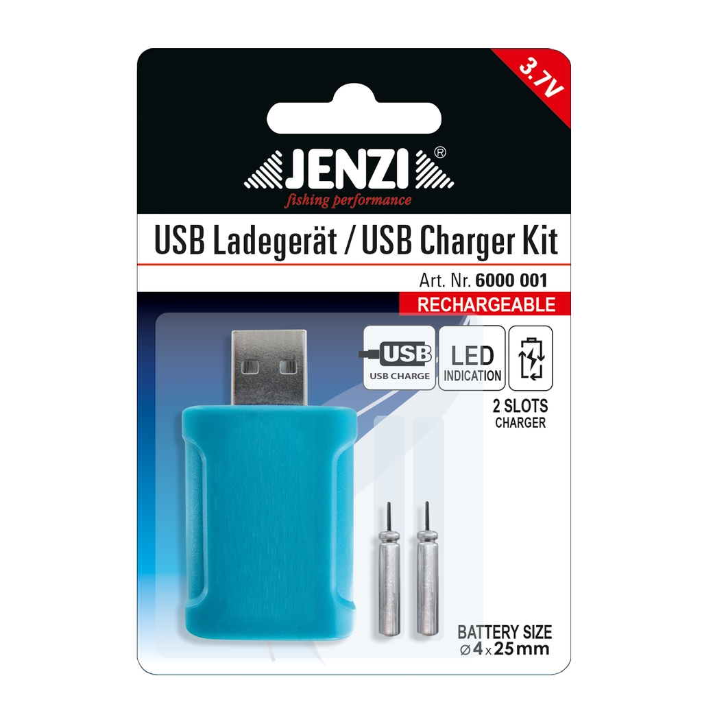 Jenzi USB-Ladegerät inklusive 2 Stabbatterien