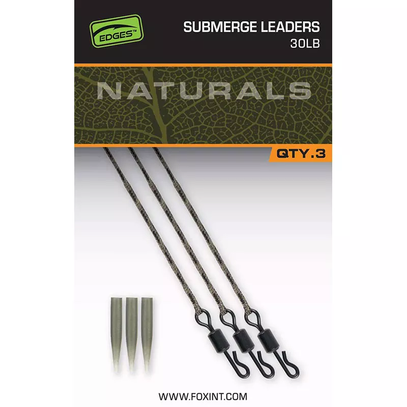 Fox Naturals Submerge Leaders 30lb Qty. 3