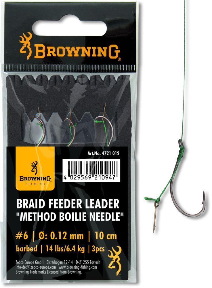 BROWNING BRAID FEEDER LEADER METHOD BOILIE NEEDLE BRONZE #4 7,3KG,16LBS 0,14MM 10CM 3STÜCK