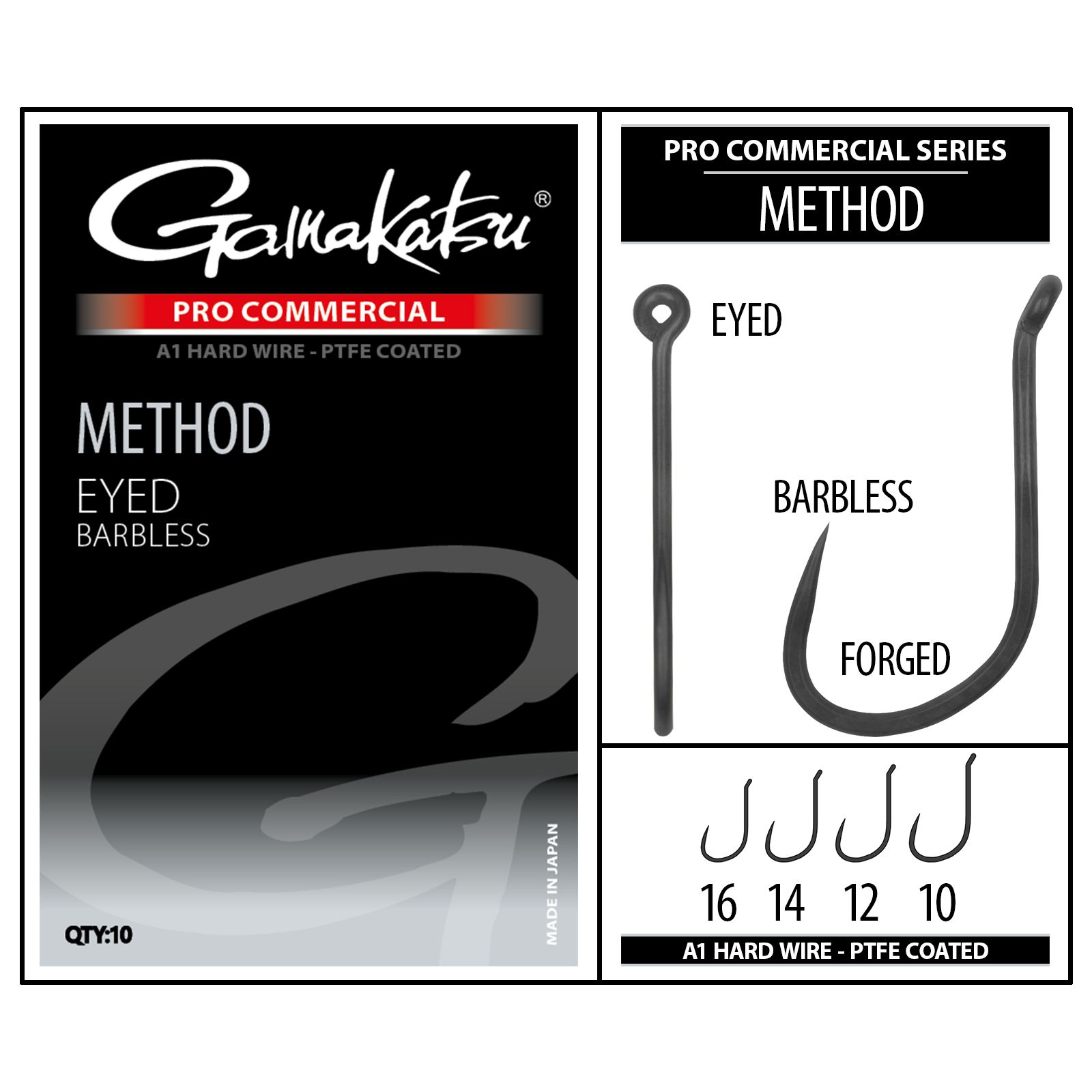 Gamakatsu Pro-C Method Eyed A1 PTFE BL Qty. 10 # 14