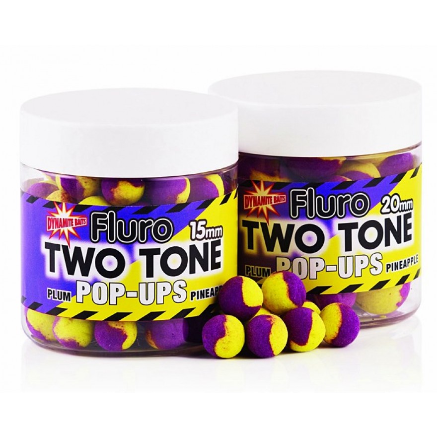 Dynamite Baits Two Tone Fluro Pop-Ups Plum Pineapple; 15 Mm