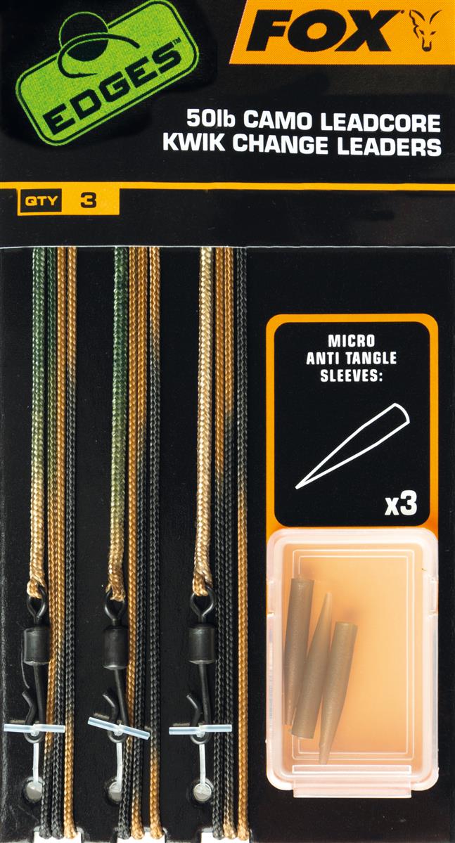 Fox Edges Tied Camo Leadcore Leadcore Leaders; 50 Lb; Qty. 3