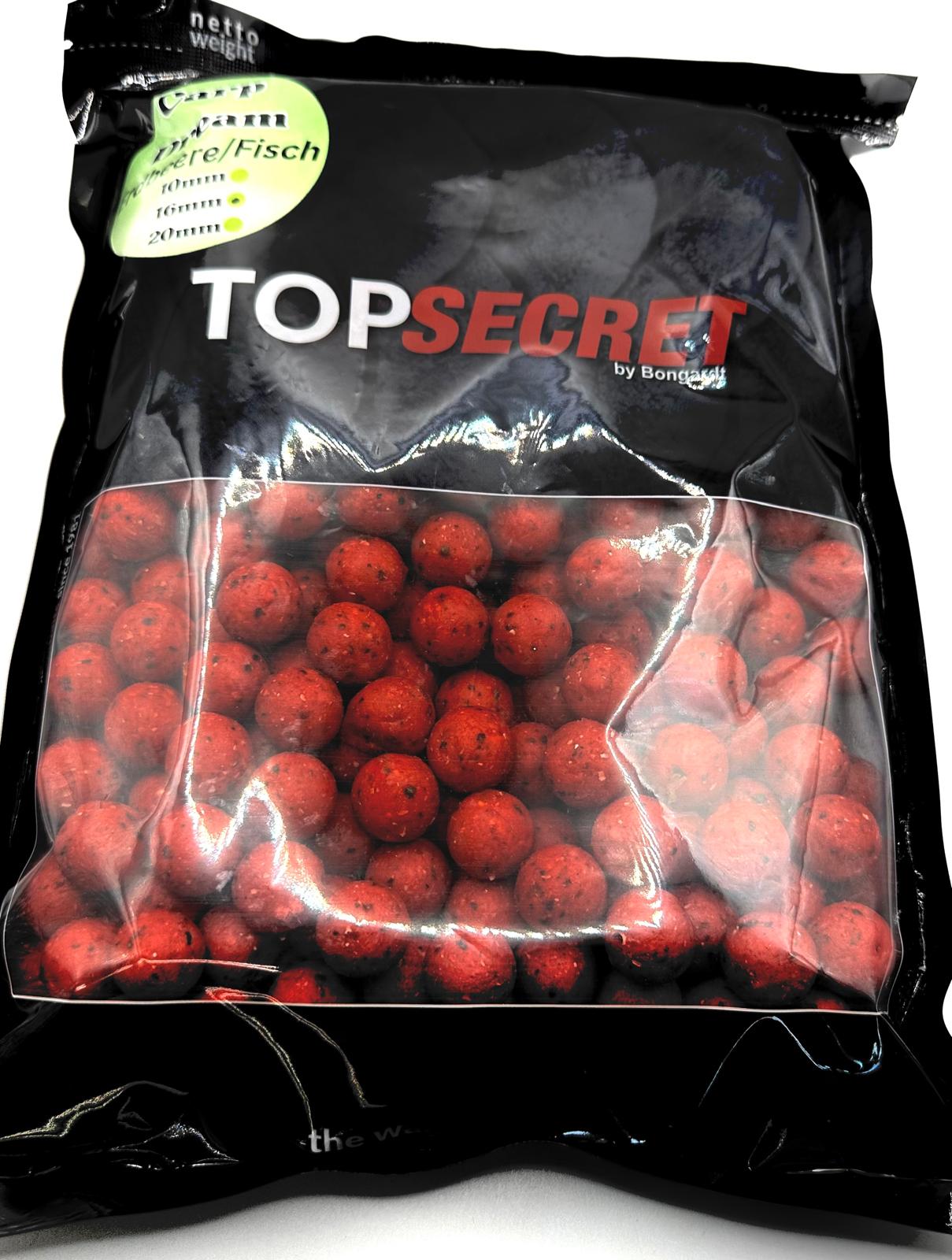 Top Secret Carp Dream Boillies # 16 mm 1 Kilo Erdbeere / Fisch