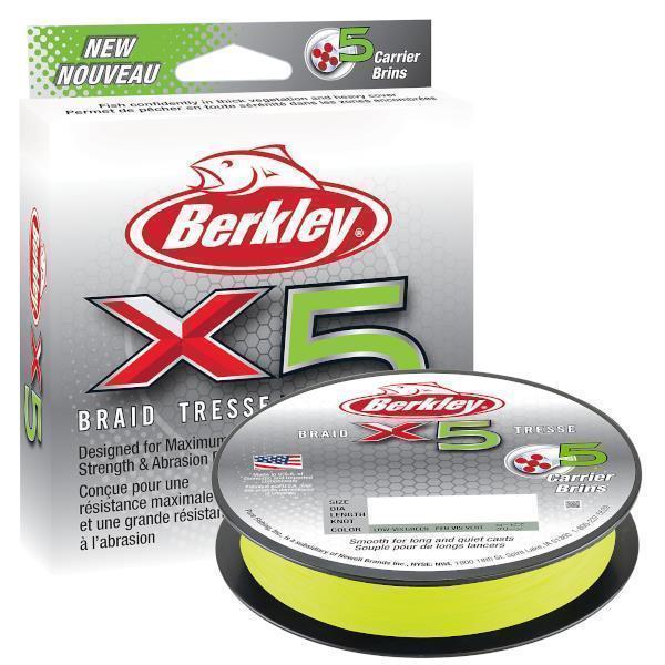 Berkley X5 Braid Flame Green Vert Chartreuse; 300 m; 0,20 mm; 20,6 Kg.