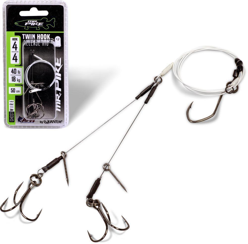 Quantum Mr. Pike Ghost Traces Twin Hook Release Rig; Gr. 2 & 2; 50 cm; 18 Kg.