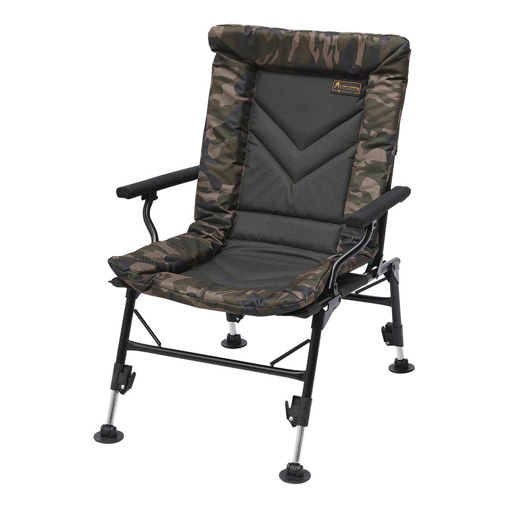 Prologic Avenger Comfort Camo Chair W/Armrest & Covers 140KG Prologic Avenger Comfort Camo Chair W/Armrest & Covers 140KG