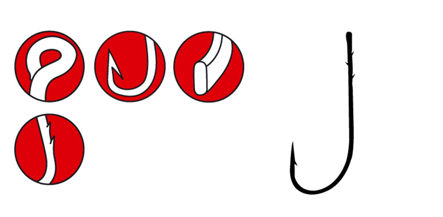 Gamakatsu Wurmhaken Worm 31 mit Öhr; Gr. 2/0; 6 Stück