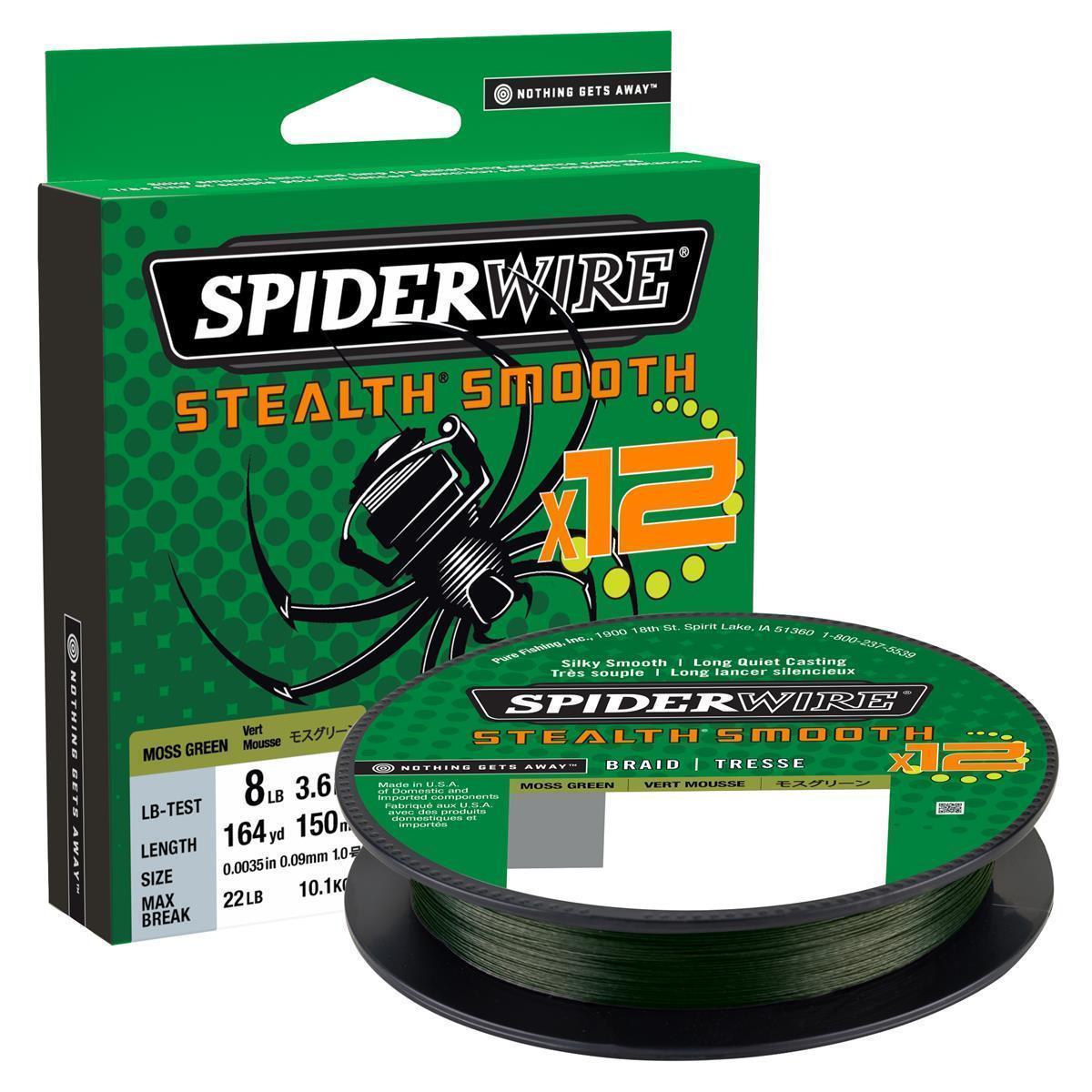 SpiderWire Stealth® Smooth 12 Braid; Moos Grenn; 0,19 mm; 18,0 Kg.; 150 m