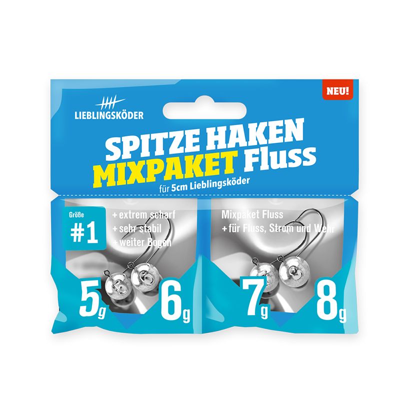 Lieblingsköder Spitze Haken Mixpaket Fluss; Größe #1
