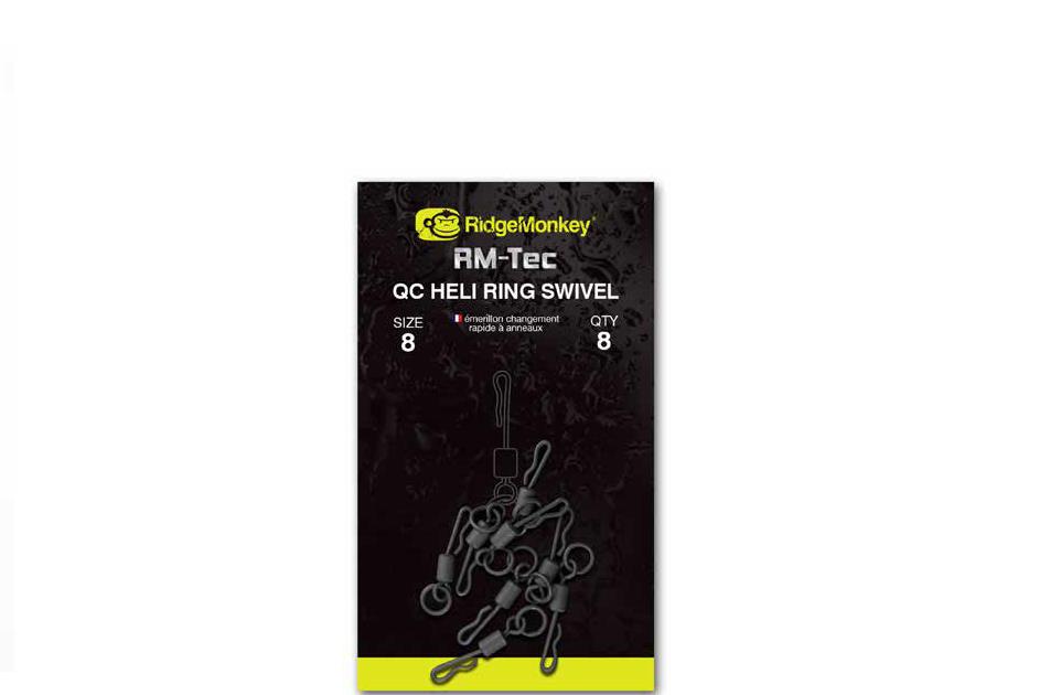 RidgeMonkey RM-Tec Quick Change Heli Ring Swivel; Gr. 11; 8 Stück