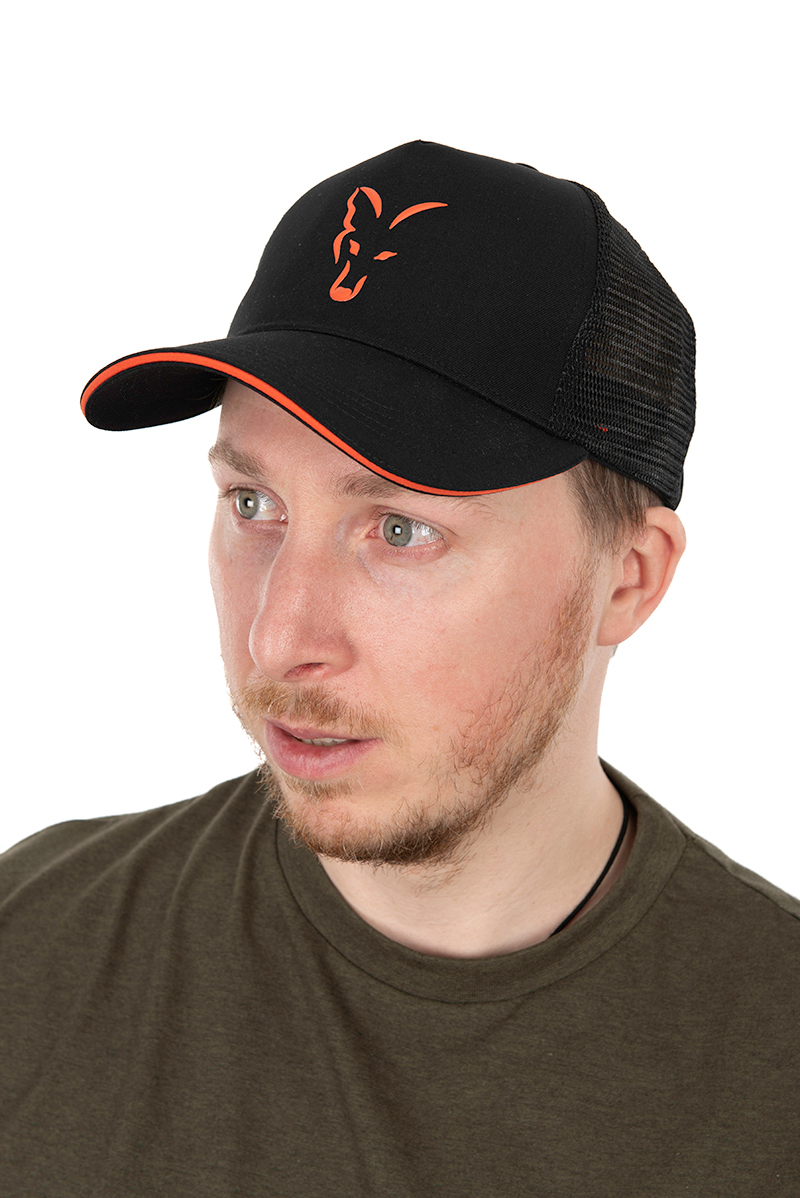 FOX COLLECTION TRUCKER CAP BLACK & ORANGE