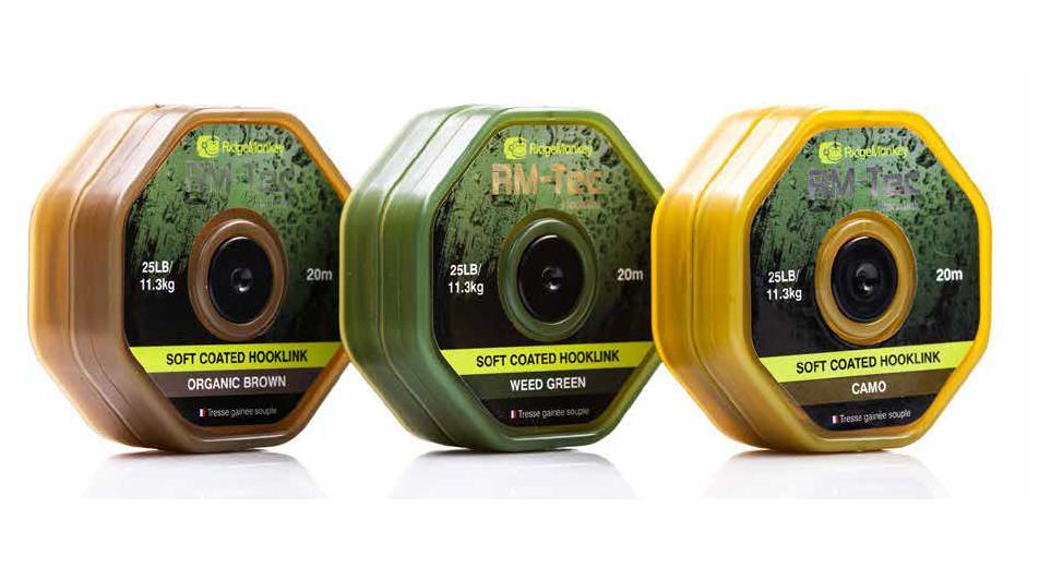 RidgeMonkey RM-Tec Soft Coated Hooklink; 35 Lb; 20 m; Camo