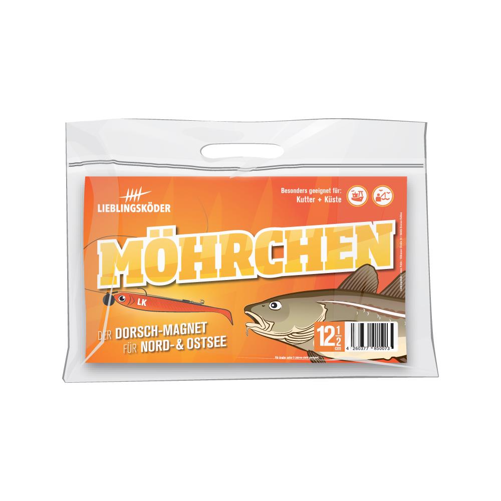Lieblingsköder Möhrchen; 12,5 cm; 4 Stück: Dorschmagnet für Nord- und Ostsee