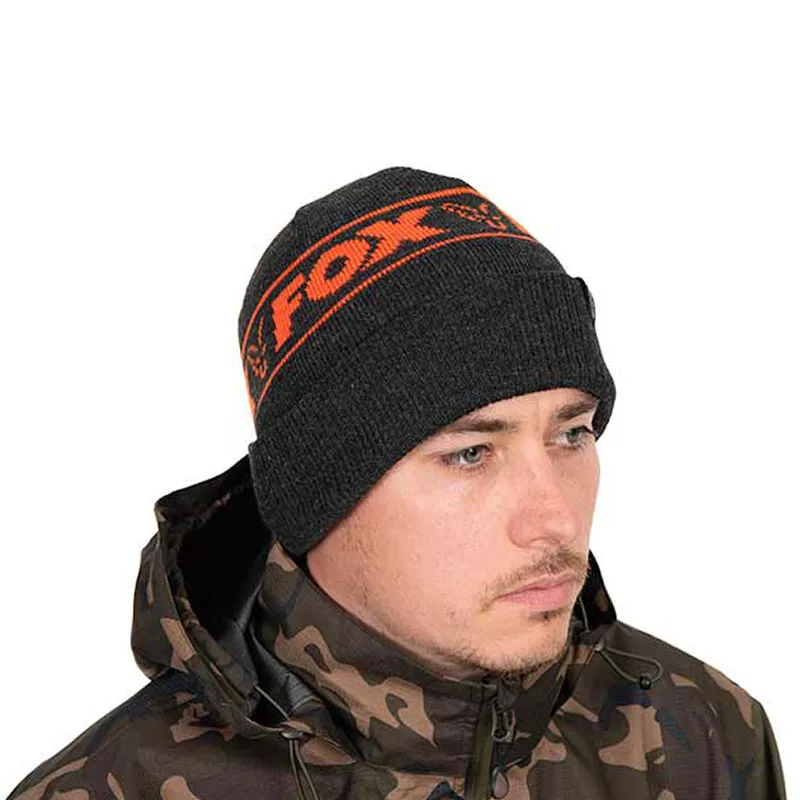 Fox Collection Beanie Hat - Black & Orange Fox Collection Beanie Hat - Black & Orange