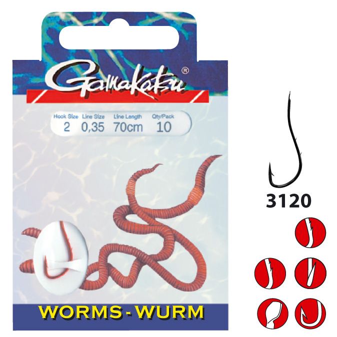 Gamakatsu Tauwurm LS-3120 Rot 70 cm  # 4 / 0,30 mm