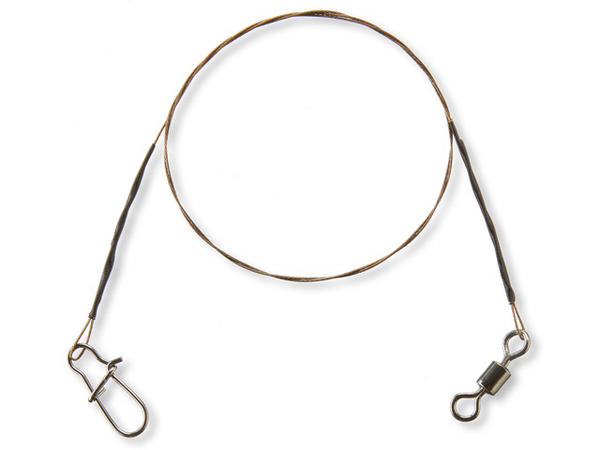 Cormoran Stahlvorfach mit Wirbel und Karabiner 1 x 7; L: 70 cm; 15,0 Kg.; 2 Stück