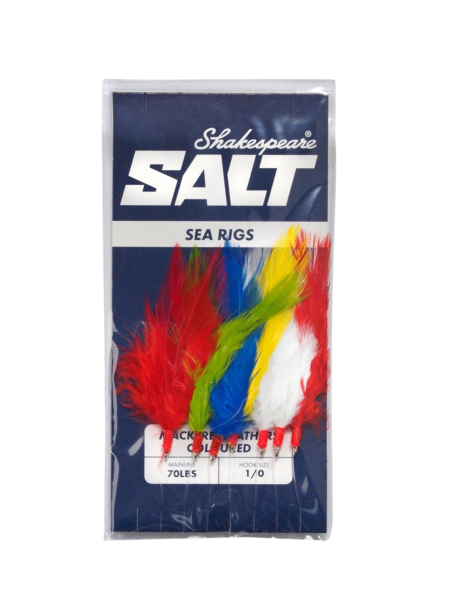 Shakespeare Mackerel Feathers Coloured Rig; 1/0; 70 Lbs.
